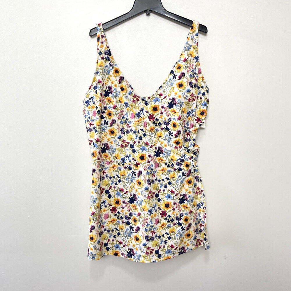 Old Navy Floral One-Piece Swimsuit in White, Yellow, Blue, Navy